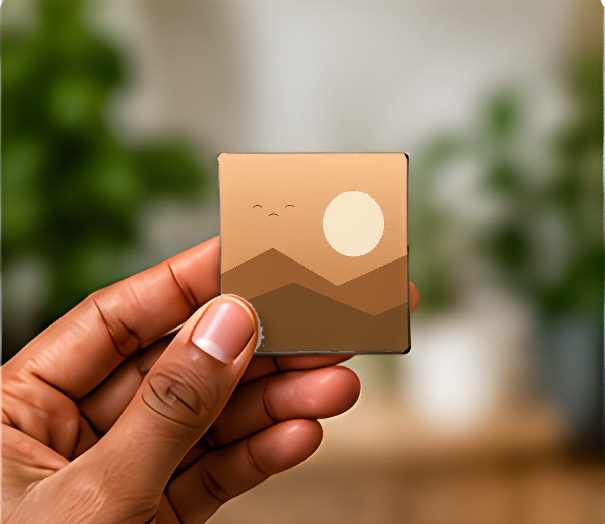 Custom photo magnet in hand